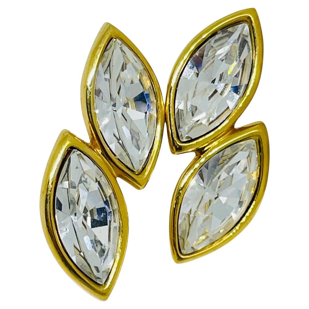 NAPIER signed vintage gold tone crystals designer post earrings
